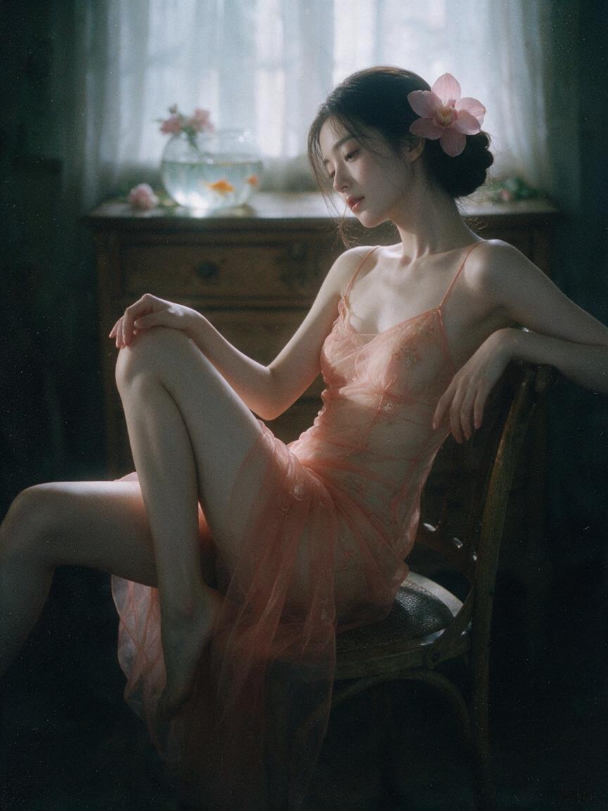 A delicate young beautiful Taiwan idol with soft porcelain skin and refined feat