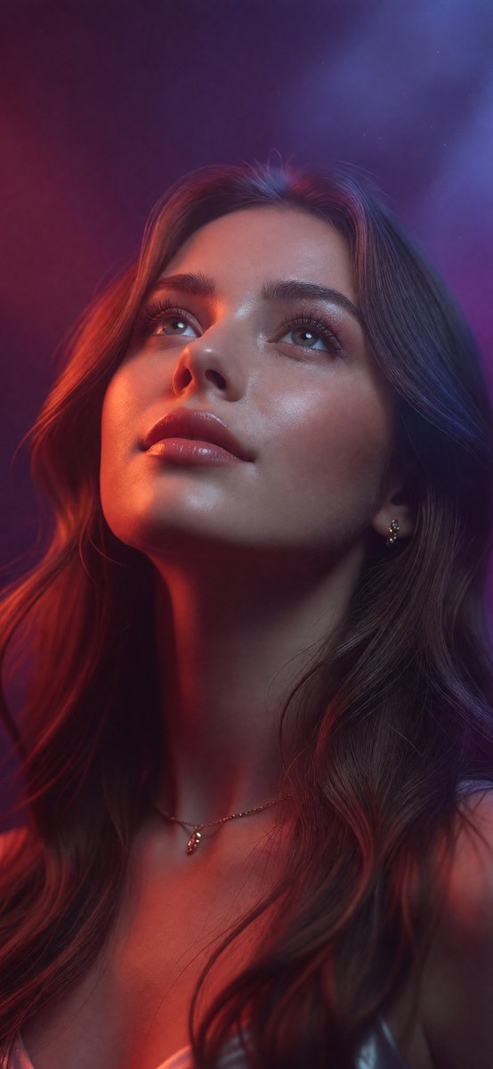 Create a photorealistic cinematic close-up portrait of a beautiful young woman i