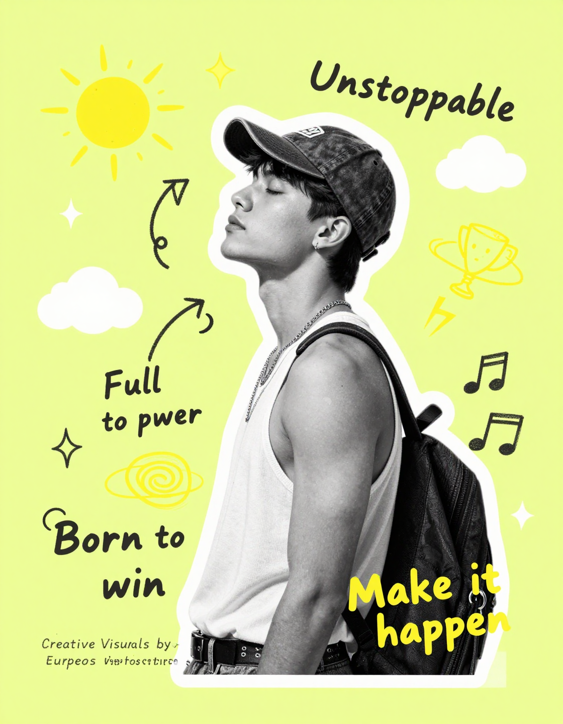 Create an original Y2K-inspired scrapbook collage poster featuring a stylish you