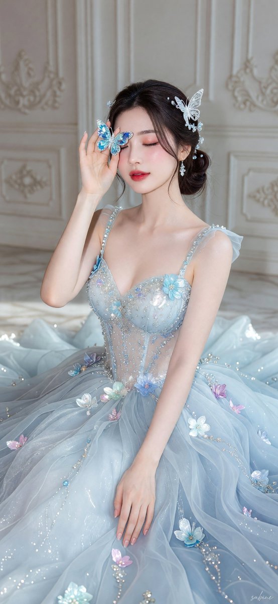 Create an ultra-realistic, high-fashion editorial portrait of an elegant adult w