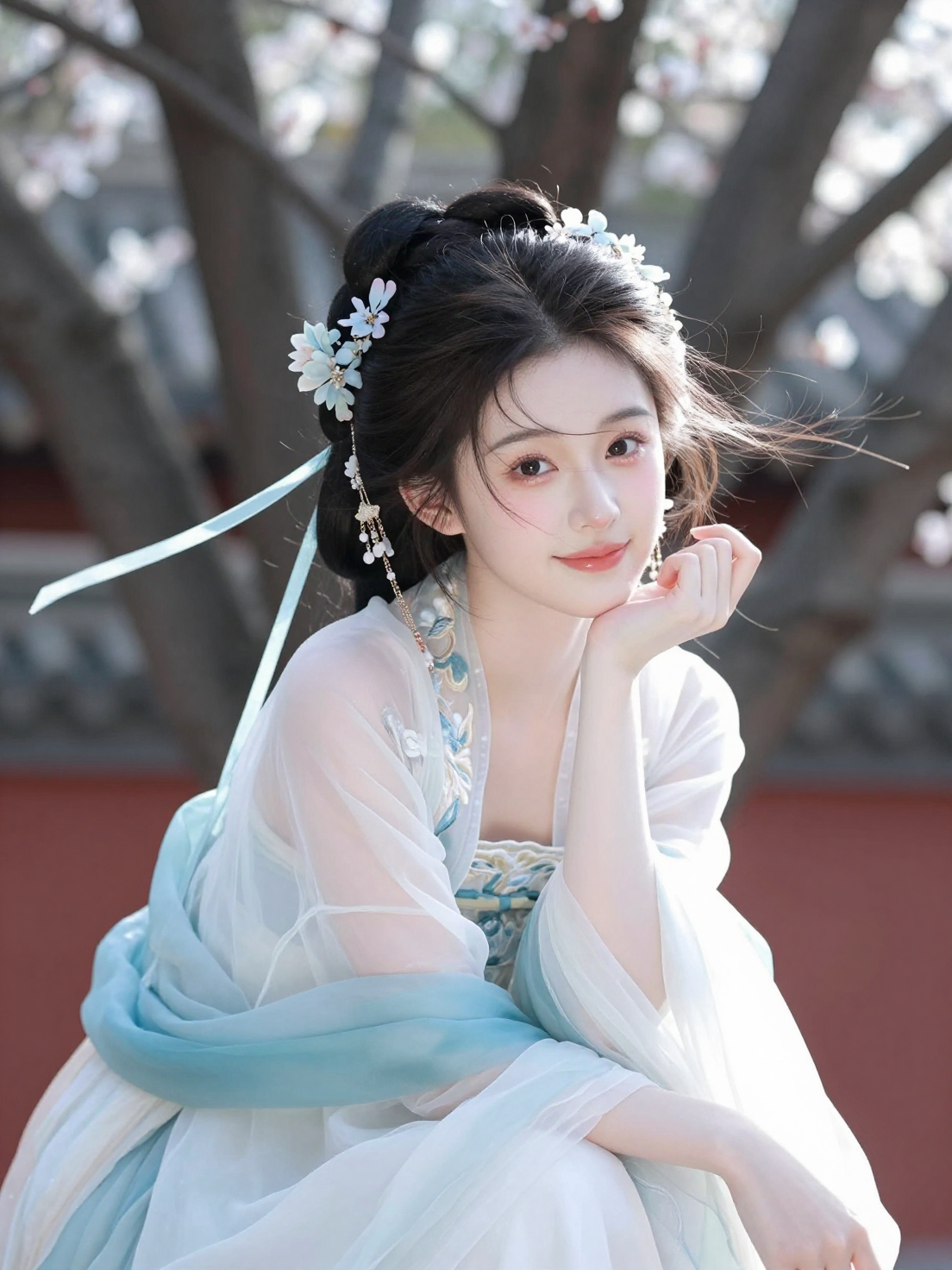 Full body shot, an 18-year-old petite Eastern Chinese girl with infantile youthf