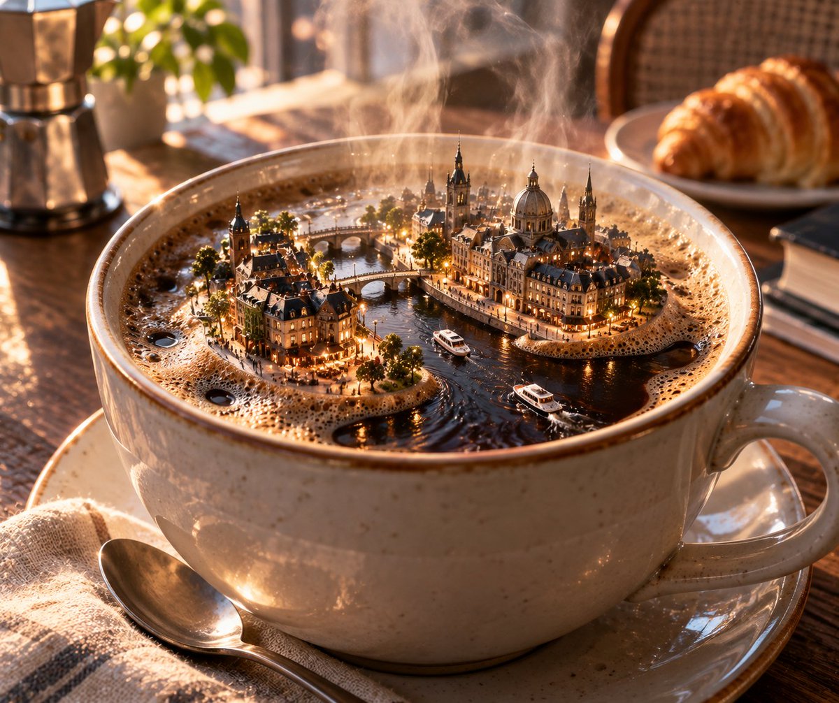 Product Marketing - Miniature city in coffee cup