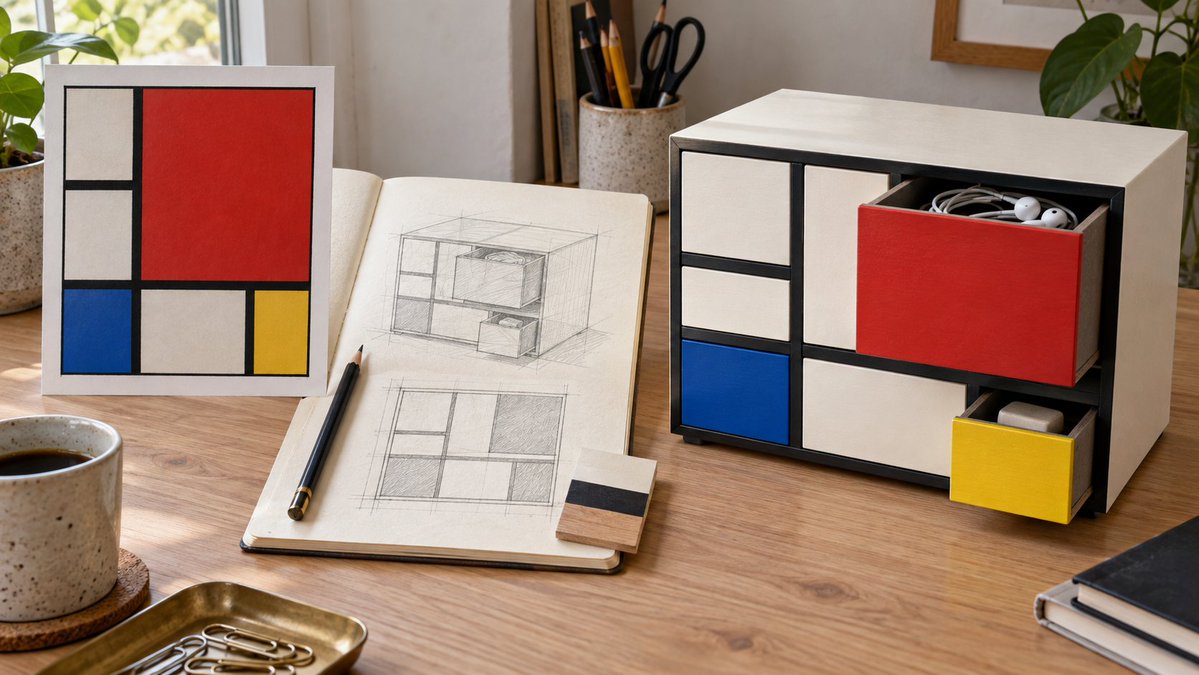 Product Marketing - Mondrian Style Storage Cabinet Design