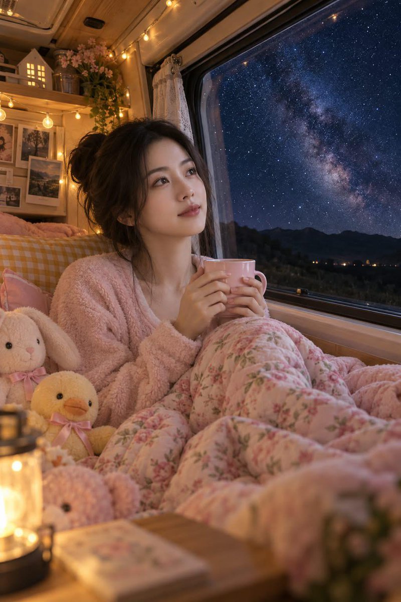 Social Media Post - Cozy Camper Van Milky Way Night