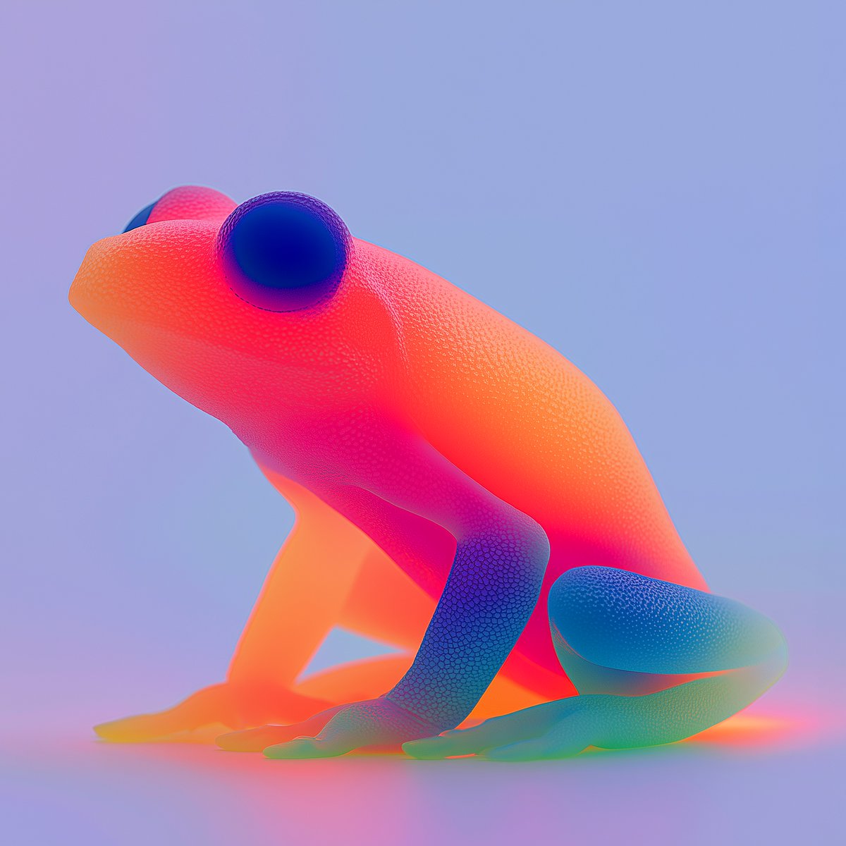 Ultraviolet tree frog with glowing holographic bright vivid neon colours and bio