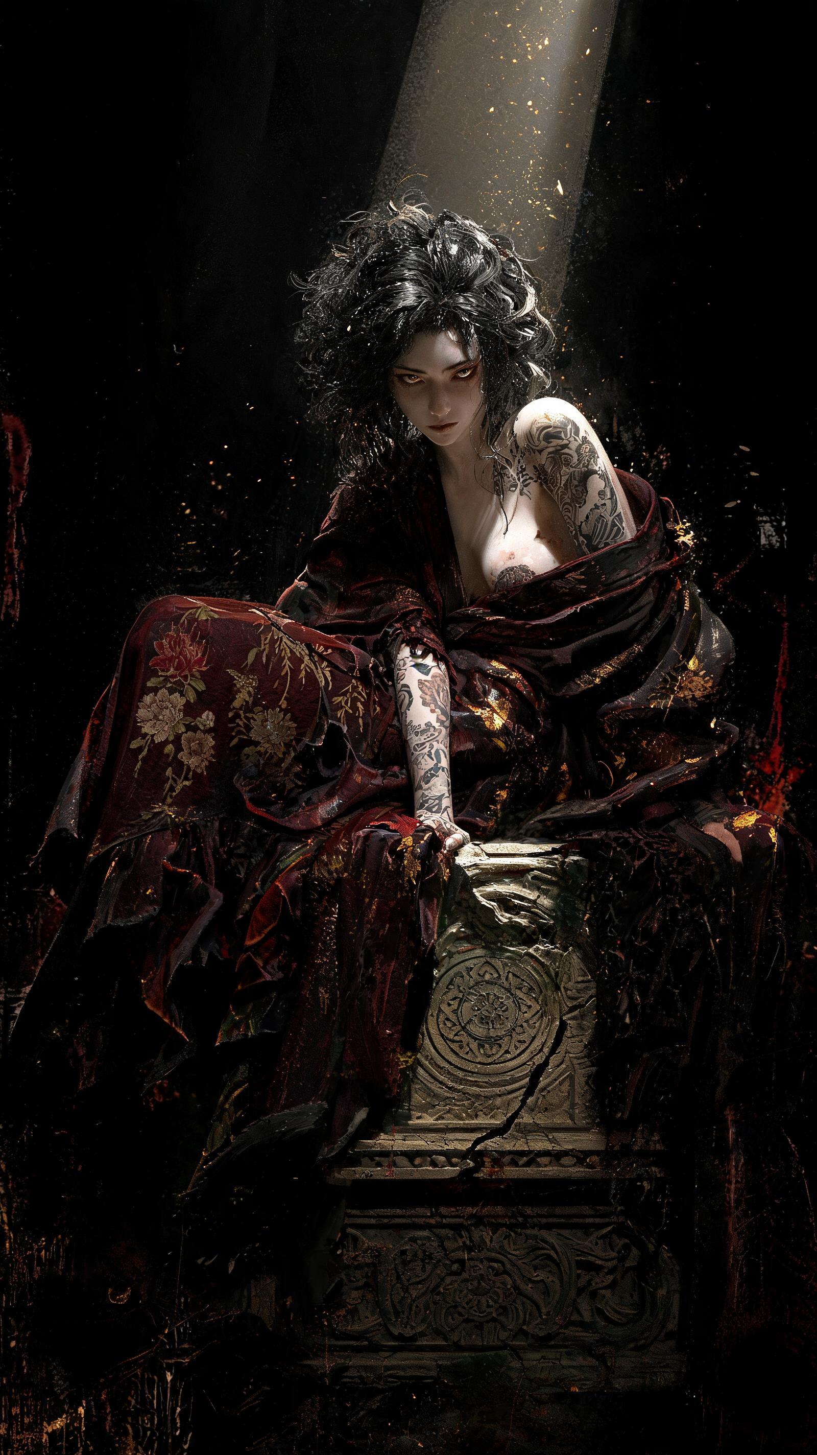 Visual Style:A masterpiece of High-Baroque Tenebrism, reminiscent of a haunting,