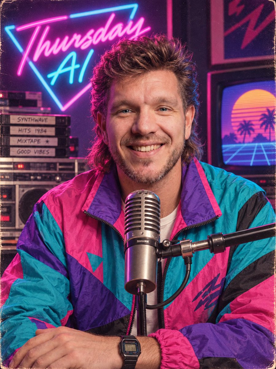 YouTube Thumbnail - Retro Synthwave Podcast Host