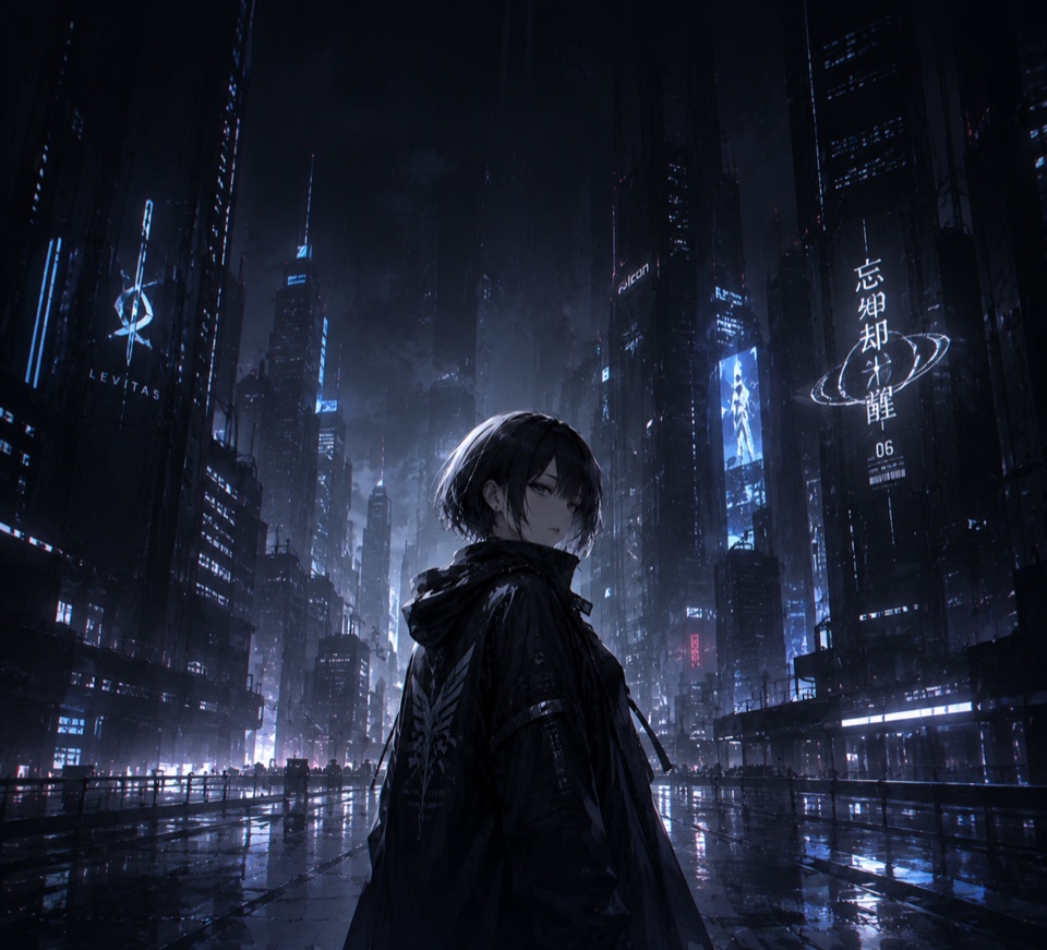 Anime wallpaper for foldable phone — dark cool style