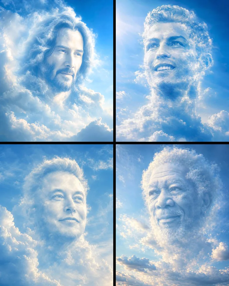 Dreamlike Cloud Face Portrait