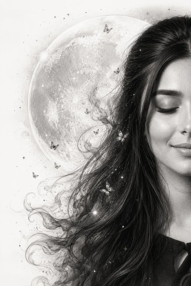 Moon Whisper Graphite Portrait