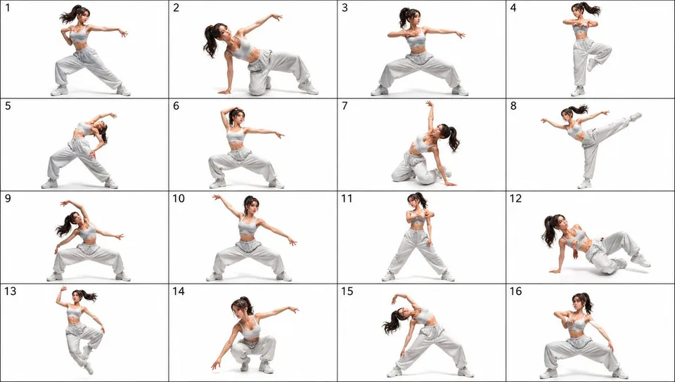 16-Pose Dance Reference Sheet